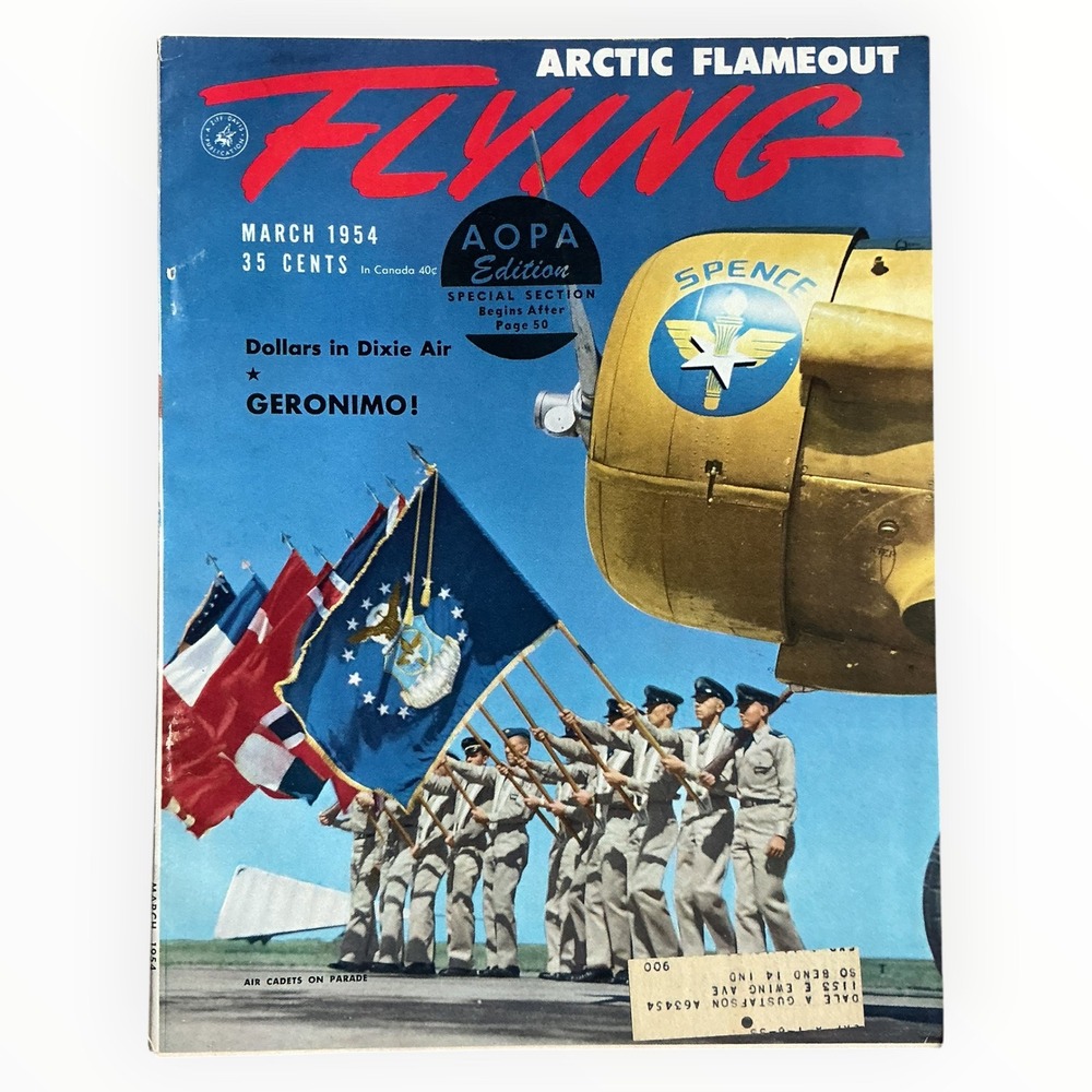 Flying Magazine March 1954 Arctic Flameout Geronimo French Jets AOPA Aviation